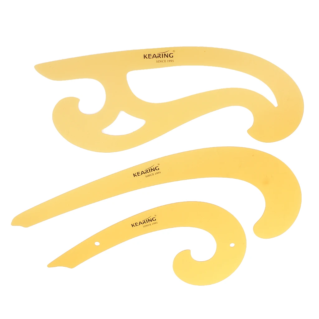 French Curve Set of 3 Rulers CLEAR/ORANGE Technical Drawing Stencil Templates French Curves