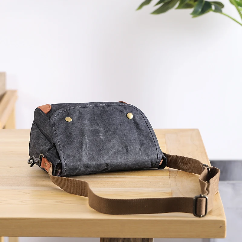 Waxed Canvas Small Bag for Men Crossbody Bags Vintage Retro Shoulder Messenger Bag