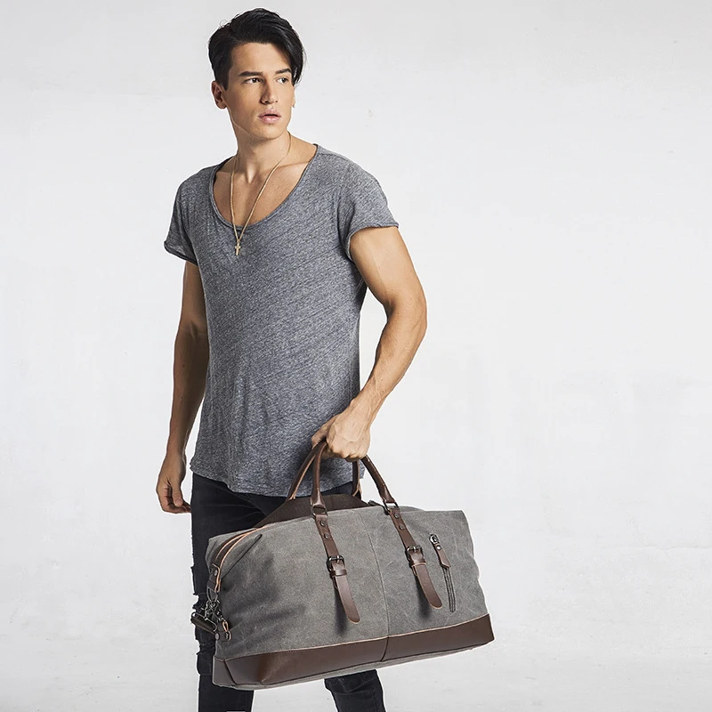 Weekender holdall-Bolsa de lona retro vintage para hombre, bolsa de viaje para la noche, gran capacidad