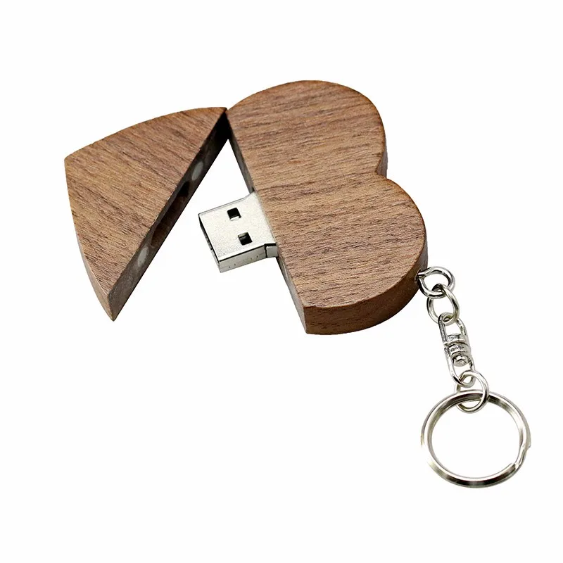 Chiavetta Usb in legno creativa a forma di cuore USB Pen Drive 4GB 8GB Memory Stick Pendrive 16GB 32GB 64GB U disco su regalo chiave