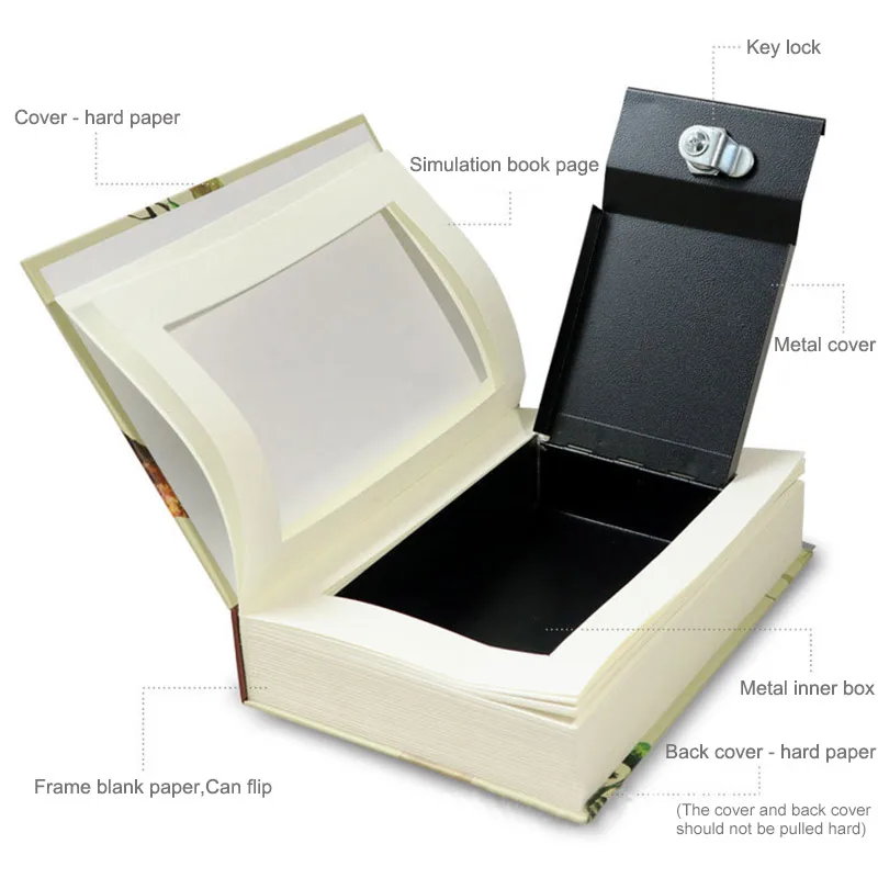 New Book Safes Key Lock Type High Quality Secret Book Hidden Security Safe Box Metal Steel Simulation Classic Size M