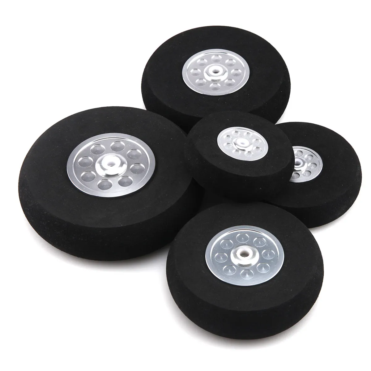 1 Pair  3/3.5/4/4.5/5/6/7/8 inch Sponge Wheel with Dia-Casting Aluminum Hub for RC Airplane Parts