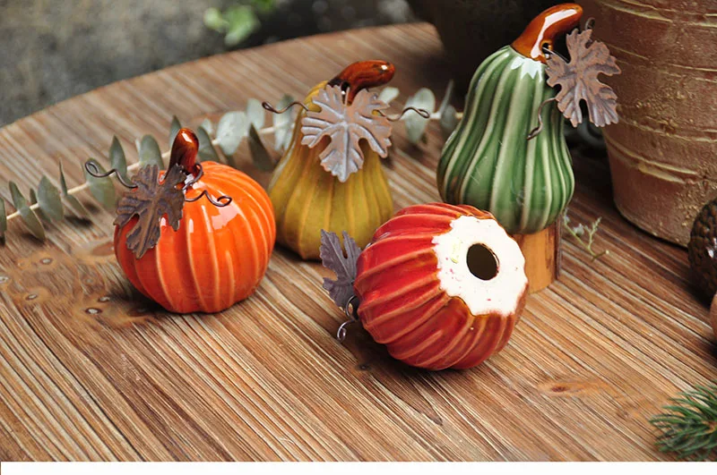 Creative country painted ceramic pumpkin ornaments garden gardening Halloween decoration gift Cute pumpkin desk decoration CL101