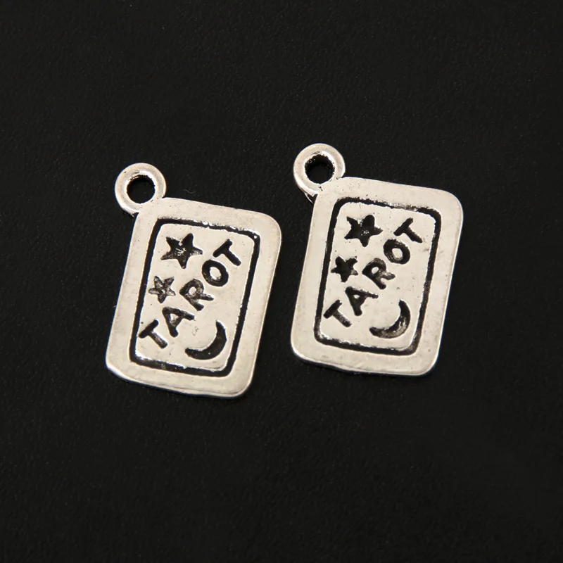 30pcs Silver Color 18x14mm Tarot Charms Star And Moon Predict Pendant Fit DIY Jewelry Making Handcrafted Accessories