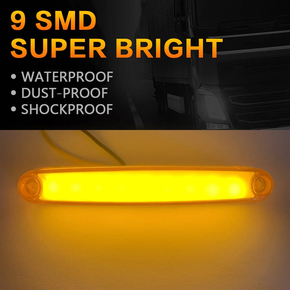 10PCS Side Marker Light 12v 24v LED Truck Lighting Parking Side Lights Orange Marker Lamps Trailer Truck Marker Lights