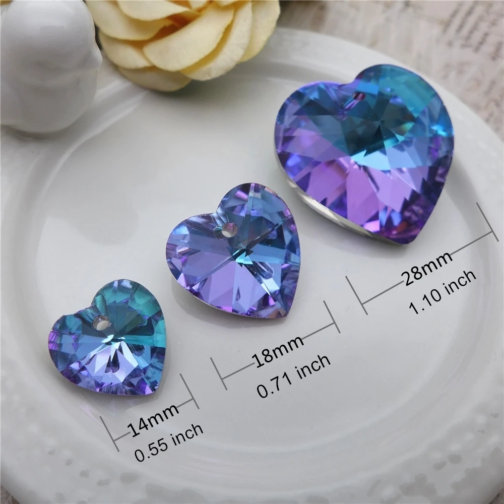 glass heart charm 10/14/18/27 mm crystal love beads jewelry making necklace making supplies earring pendant diy faceted loose