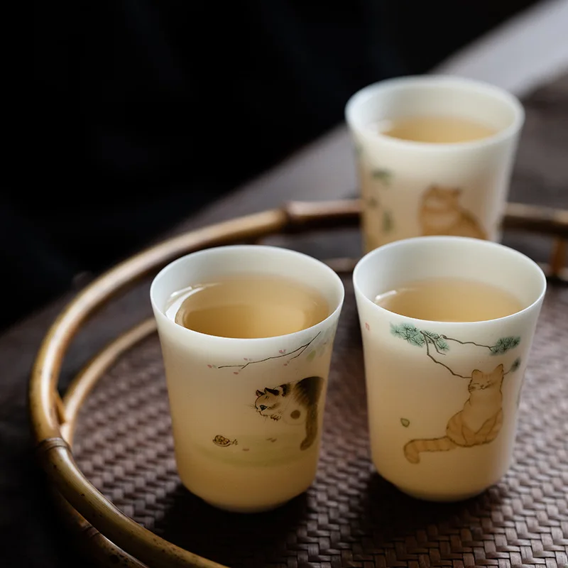 Dehua Sheep Ceramic Tea Cup Set, Thin Tire Master Cup, Single Tea Cup, High Quality, Fat, Jade