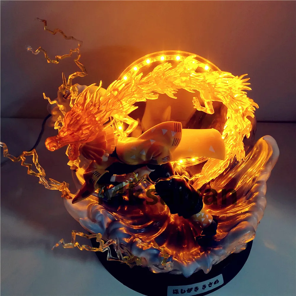 Demon Slayer รูป Zenitsu Thunderclap LED ของเล่น PVC Kimetsu ไม่มี Yaiba รุ่น Kimetsu ไม่มี Yaiba การกระทำ Figma Flash Effect ตุ๊กตา