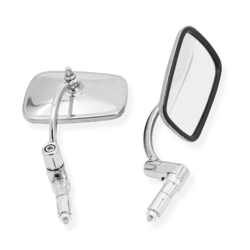 Rectangle Universal Vintage Retro Prince Motorcycle Customized Cafe Racer Stainless Steel Rearview Mirror 10mm