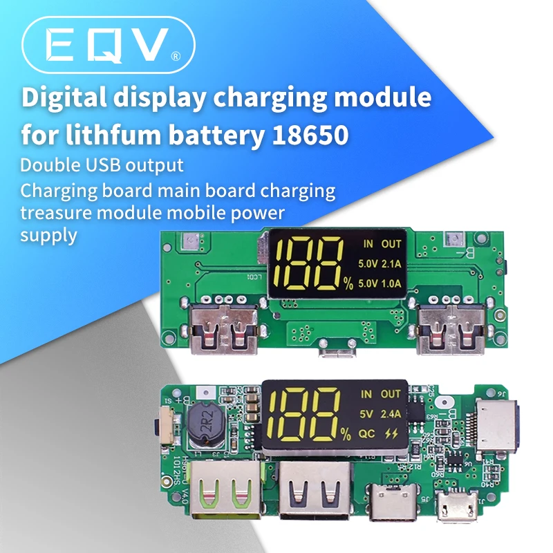 Dual USB 5V 2.4A Micro/Type-C LED USB Mobile Power Bank 18650 Charging Module Lithium Battery Charger Board Circuit Protection