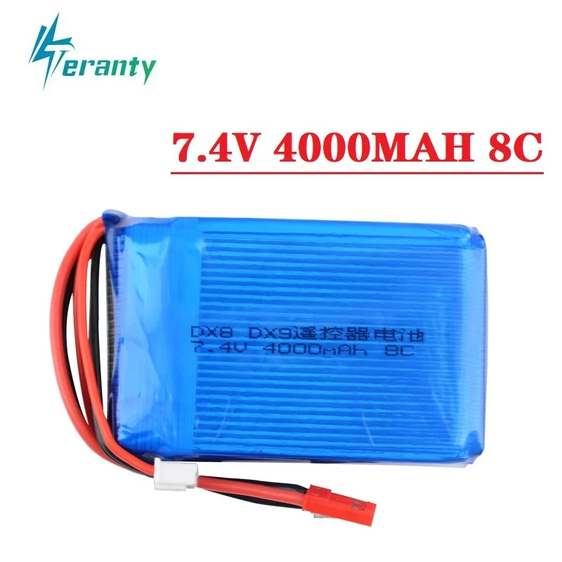 RC 7.4V 4000mAh 8C Trasmettitore Lipo Batteria JST spina per Spektrum DX9 DX8 DX7 DX6E Trasmettitore del telecomando Batteria