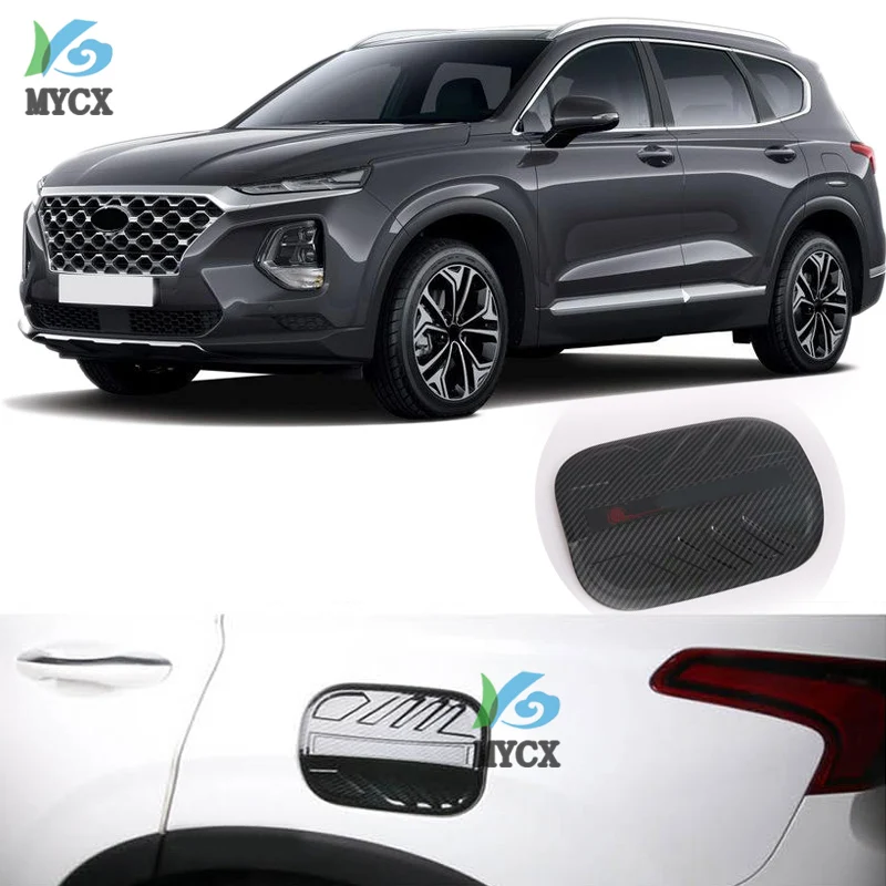 

Car styling Fuel Tank Cover For Hyundai Santa Fe Santafe IX45 2019 2020 Carbon fiber decoration Fuel tank cover Car Accessories