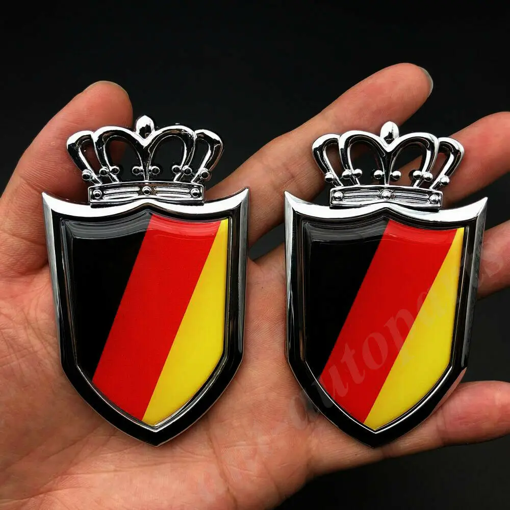 

2pcs Metal Germany Deutschland Flag Crown Shield Car Emblem Badge Decal Sticker