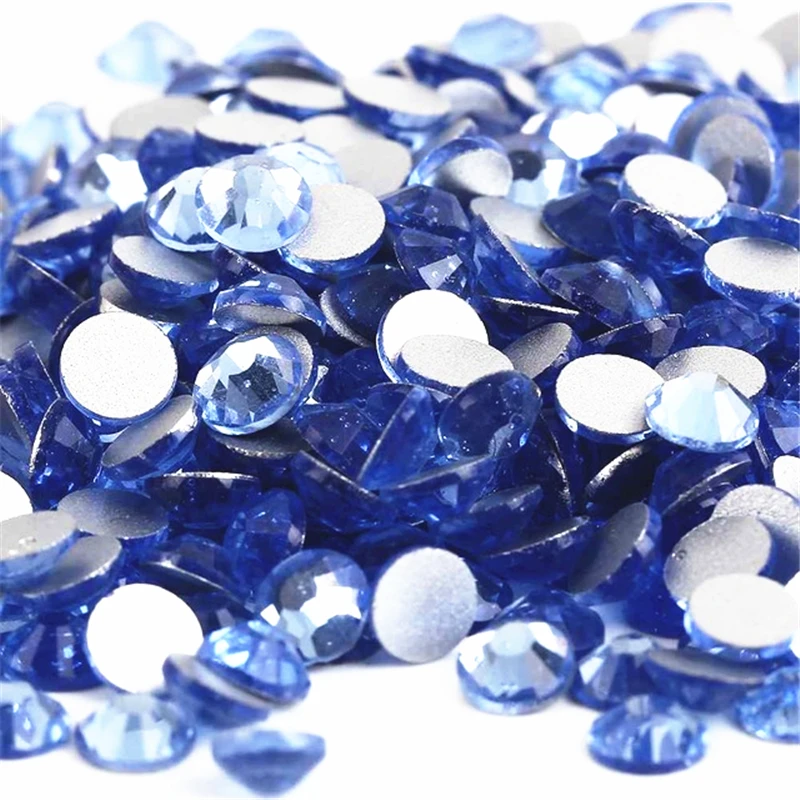 Light Sapphire 3D Non HotFix Rhinestones Nail Art Flatback Rhinestones Glue On Crystals Stones For Clothes