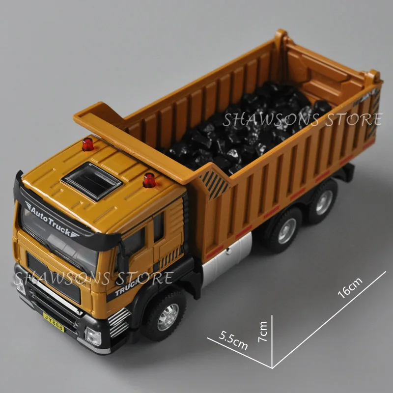 1:50 Diecast Metal Construction Vehicle Model Dump Truck Tipper Pull Back Toy With Sound & Light