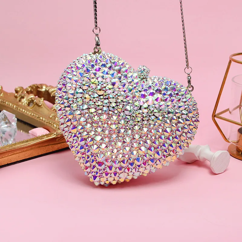 

DOYUTIG Celebrities Luxury Little Heart Crystal Day Clutches For Wedding Romantic Customized Colors Diamond Bag Evening Bag A262