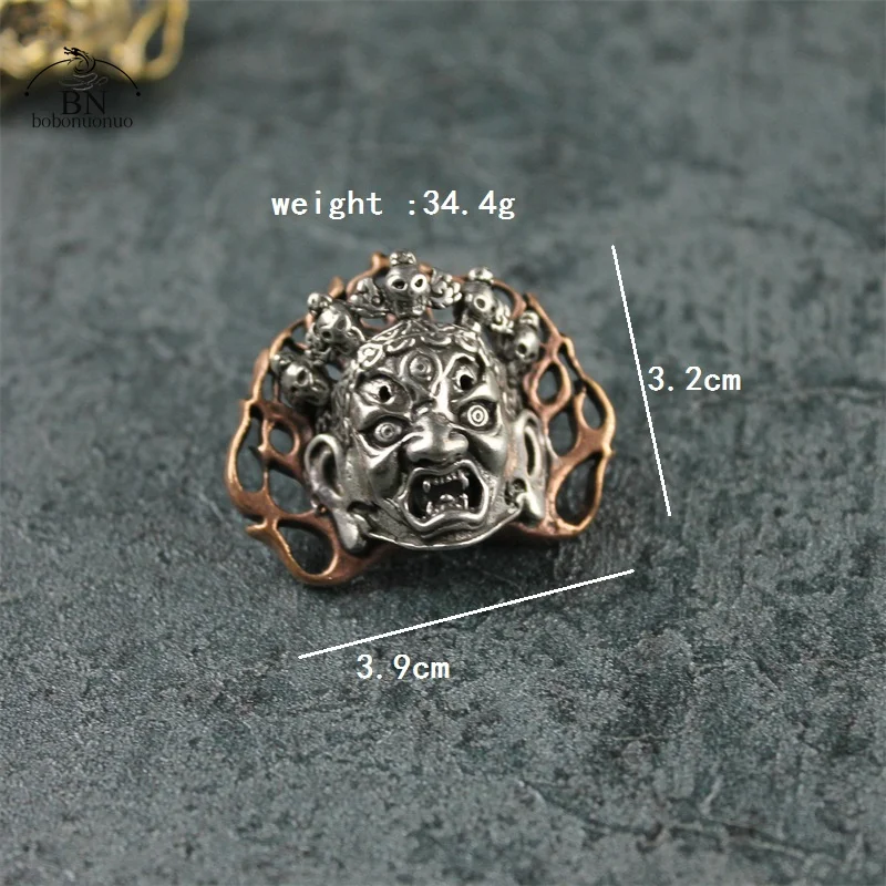 DIY Angry Buddha Skull Face Brass Screws Rivet Button Leather Bag Wallet Chains Garment Decorations Punk Retro Buckles Connector