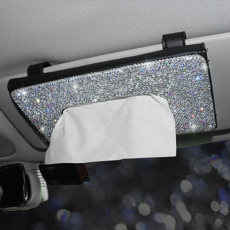 1 Pcs Crystal Car Tissue Box Towel Sets Car Sun Visor Tissue Box Holder Auto Interior Storage Decoration for BMW Car Accessories