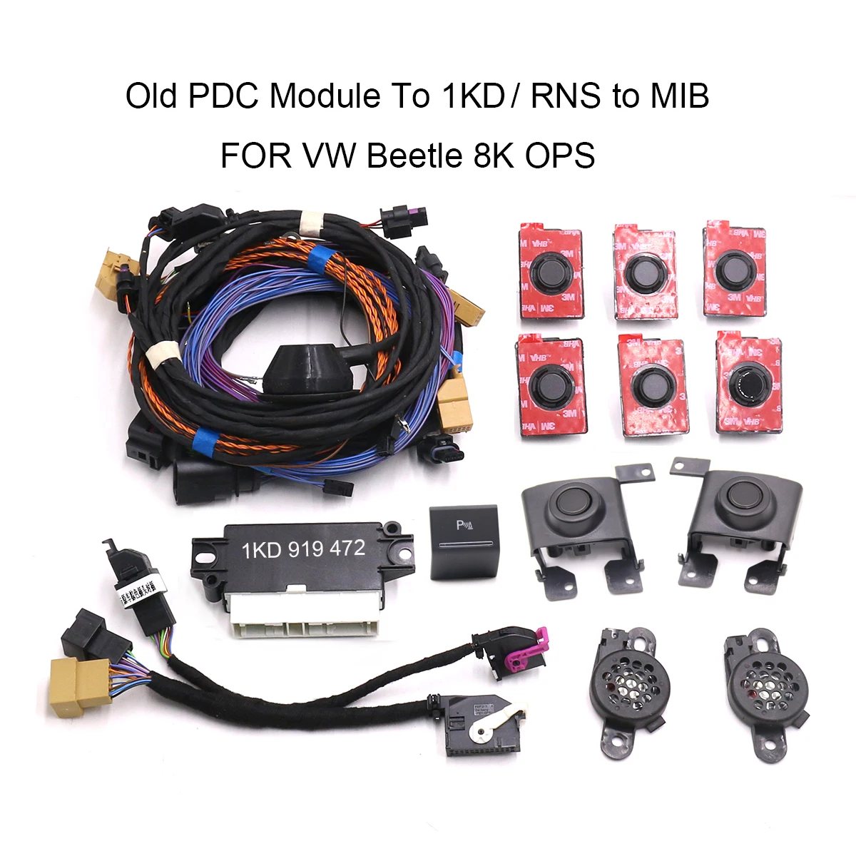 

For VW Beetle Upgrade Old PDC Module To 1KD / RNS to MIB Park Pilot Front and Rear 8 Sensor 8K Parking PDC OPS