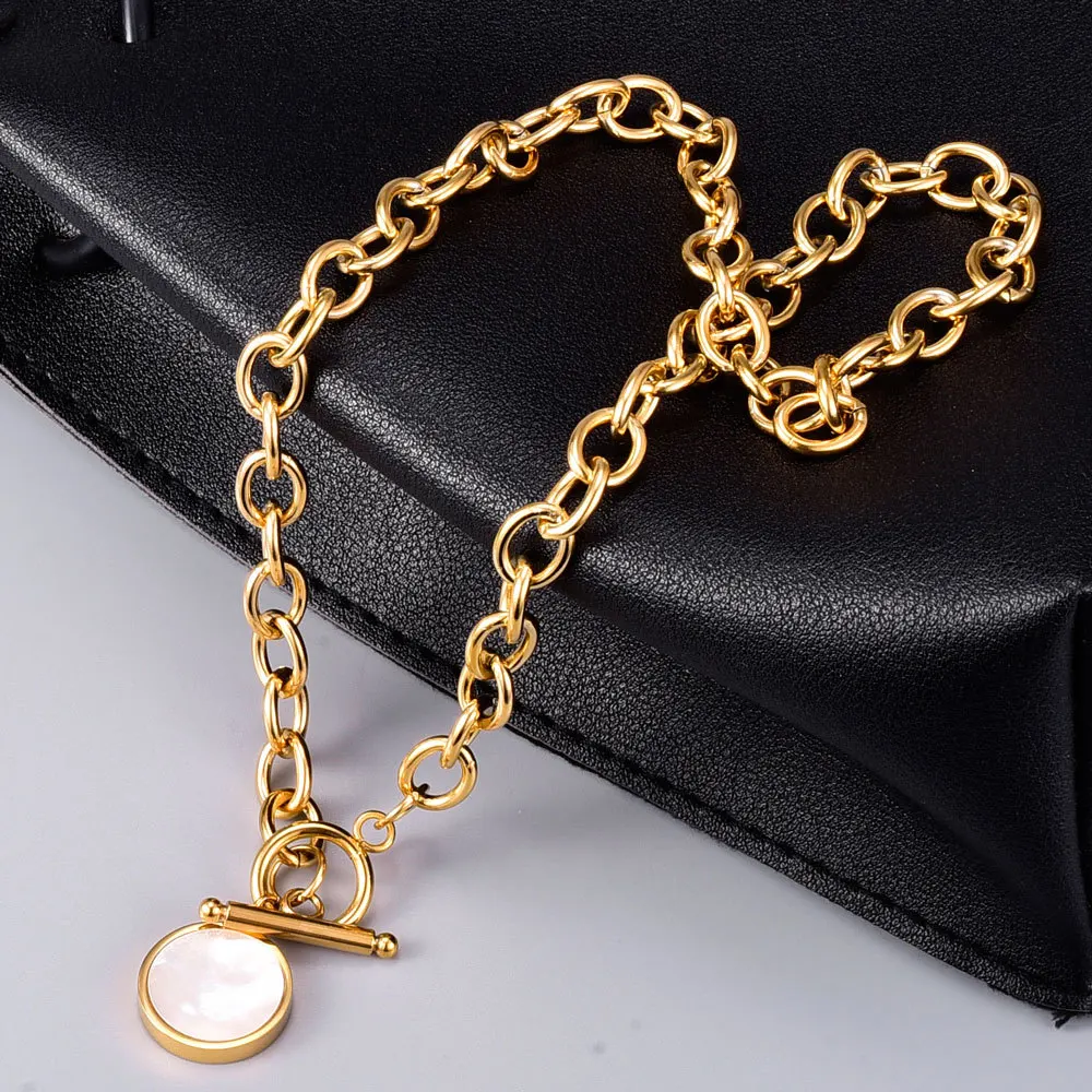 SOMMAR 2020 new hit Gold Plated color Maiden necklaces & pendants Thick-chain white shell maxi necklace wedding jewelry image 5