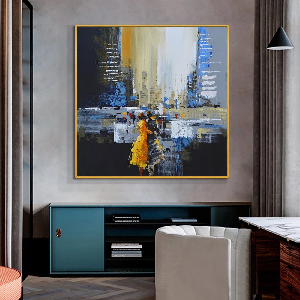 

Customized Abstract People Scenery Wall Art, Handmade Oil Painting on Canvas, Modern Home Decor, Abstract Cityscape Oil Painting