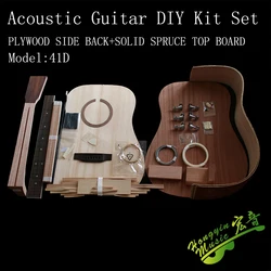 acoustic guitar DIY Kit folk ballad single guitar accessories package spruce solid wood side back plywood Rosewood fingerboar