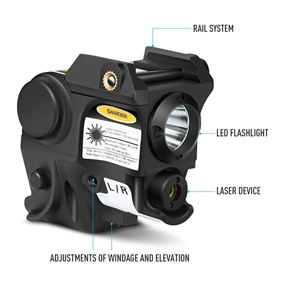 Tactical Green Red Laser Sight Combo Light, Scout Compact Pistol Flashlight for Glock 17 19 Taurus G2C Beretta PX4 Mini Lanterna