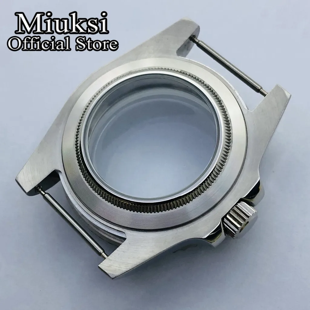 Miuksi 40mm dome glass silver sterile steel case fit NH35 NH36 ETA2824 2836 Miyota 8205 8215 821A Mingzhu DG2813 3804 movement