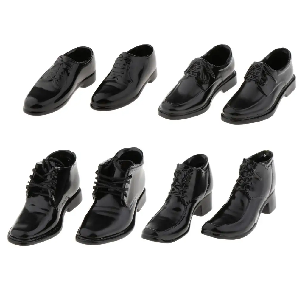 Custom 6:1 Scale Male Shoes Black Casual PU Leather Doll Garment Accessories