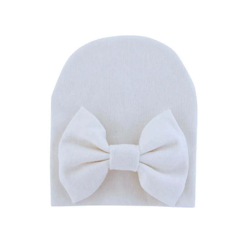 Bonnet en coton avec nœud papillon pour bébé fille, casquettes chaudes pour nouveau-né, trucs pour bébé, accessoires solides, casquette à nœud