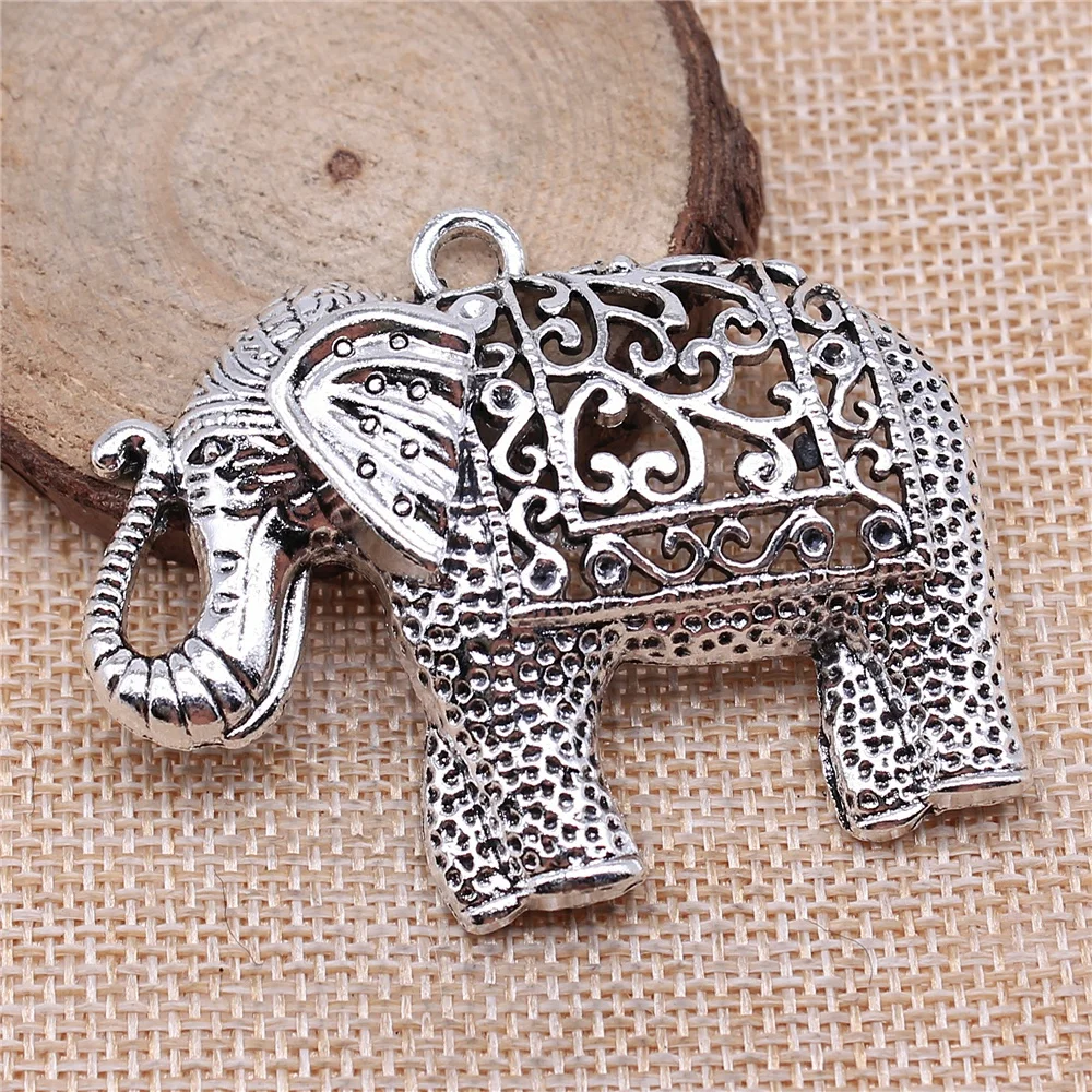 WYSIWYG 1pcs 59x47mm Lucky Elephant Charm Lucky Thai Elephant Pendant Thai Elephant Charm For Jewelry Making