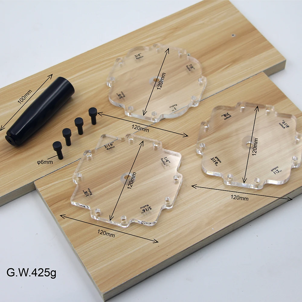 GanWei PMMA angolo raggio rapido jig Router tavolo modello maschera angolo arco mezzo filetto localizzatore maschera per utensili per la lavorazione del legno