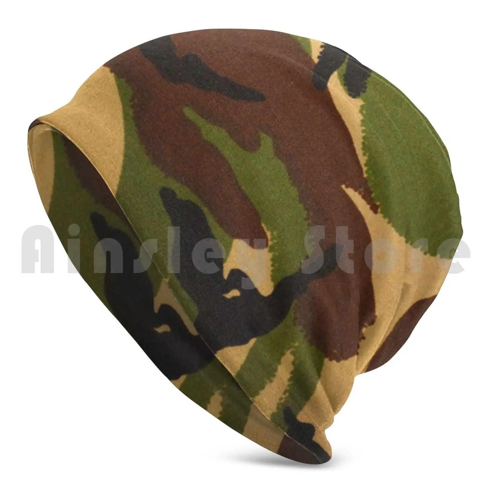 Camouflage Beanies Pullover Cap Comfortable Camo Camouflage Brown Green Ochre Saffron Yellow Older Style Army