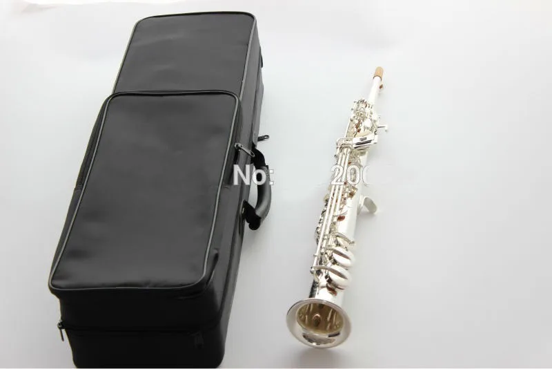 Brand Soprano Saxophone Silver Plated B Flat Straight Pipe Playing Musical Instruments Exquisitely Carved Sax With Mouthpiece