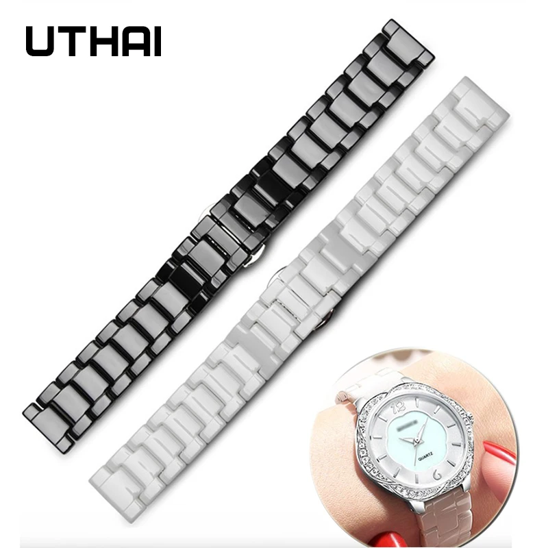 UTHAI C01 Ceramic Watch Strap 20mm for galaxy watch 44mm  watchbands For samsung gear s2 S3 14-22mm