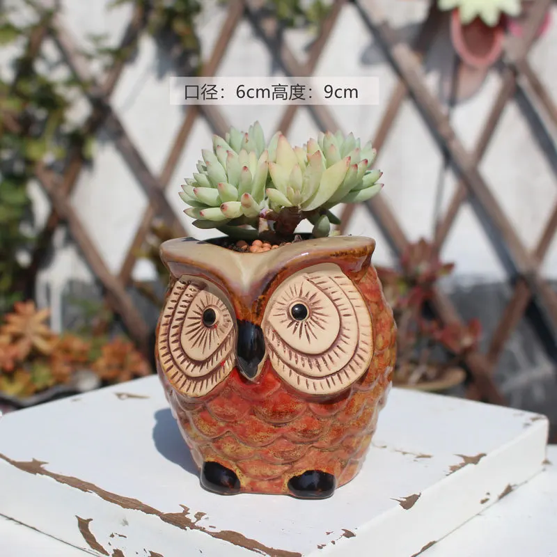 New Creative Owl Fleshy Flower Pot Creative Home Decoration Stoneware Breathable Thumb Pot Simple Cartoon Animal Flower Pot