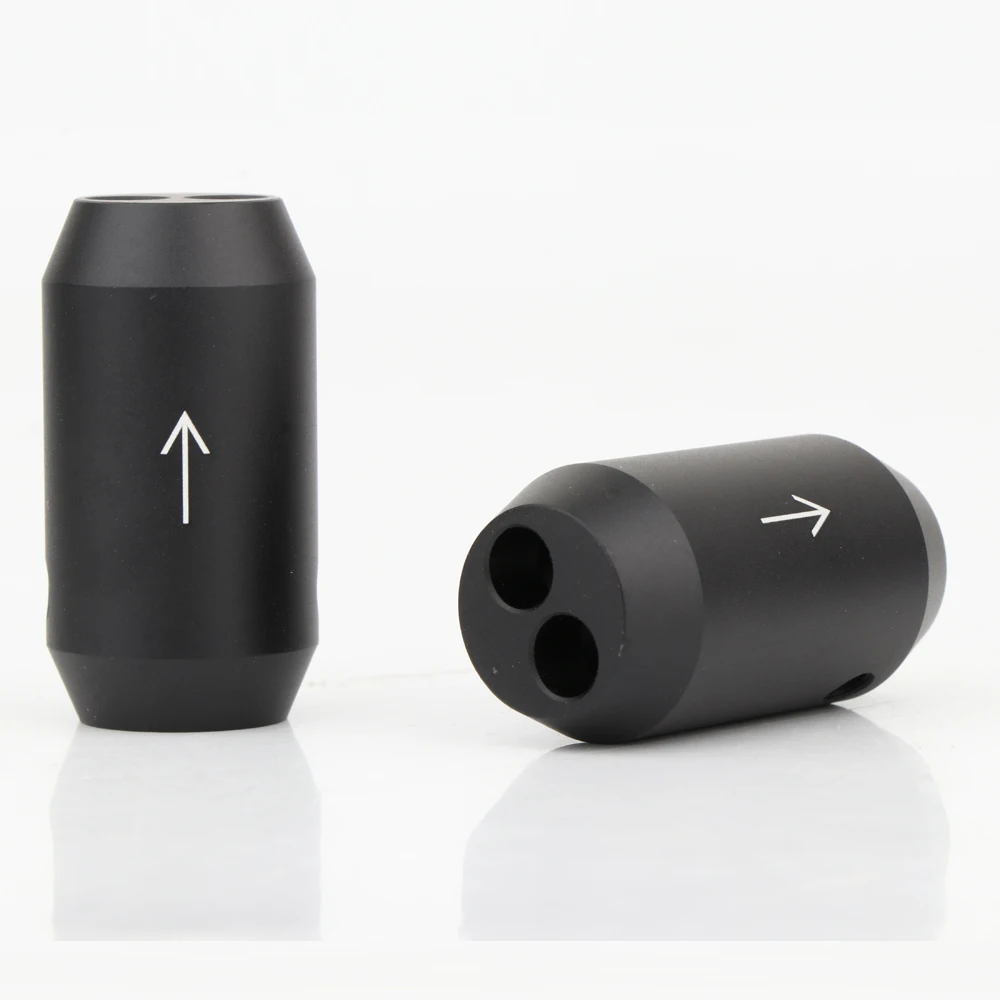 Wysokiej jakości 4x spodnie Audio HIFI Y Splitter kabel RCA przewód głośnikowy spodnie Alluminium 21mm do 2*7mm but ze strzałką