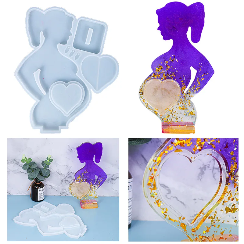 Heart Mom Love Picture Photo Frame Epoxy Resin Mold Silicone For DIY Crafts Handmade Photo Desktop Ornaments Gifts Decoration