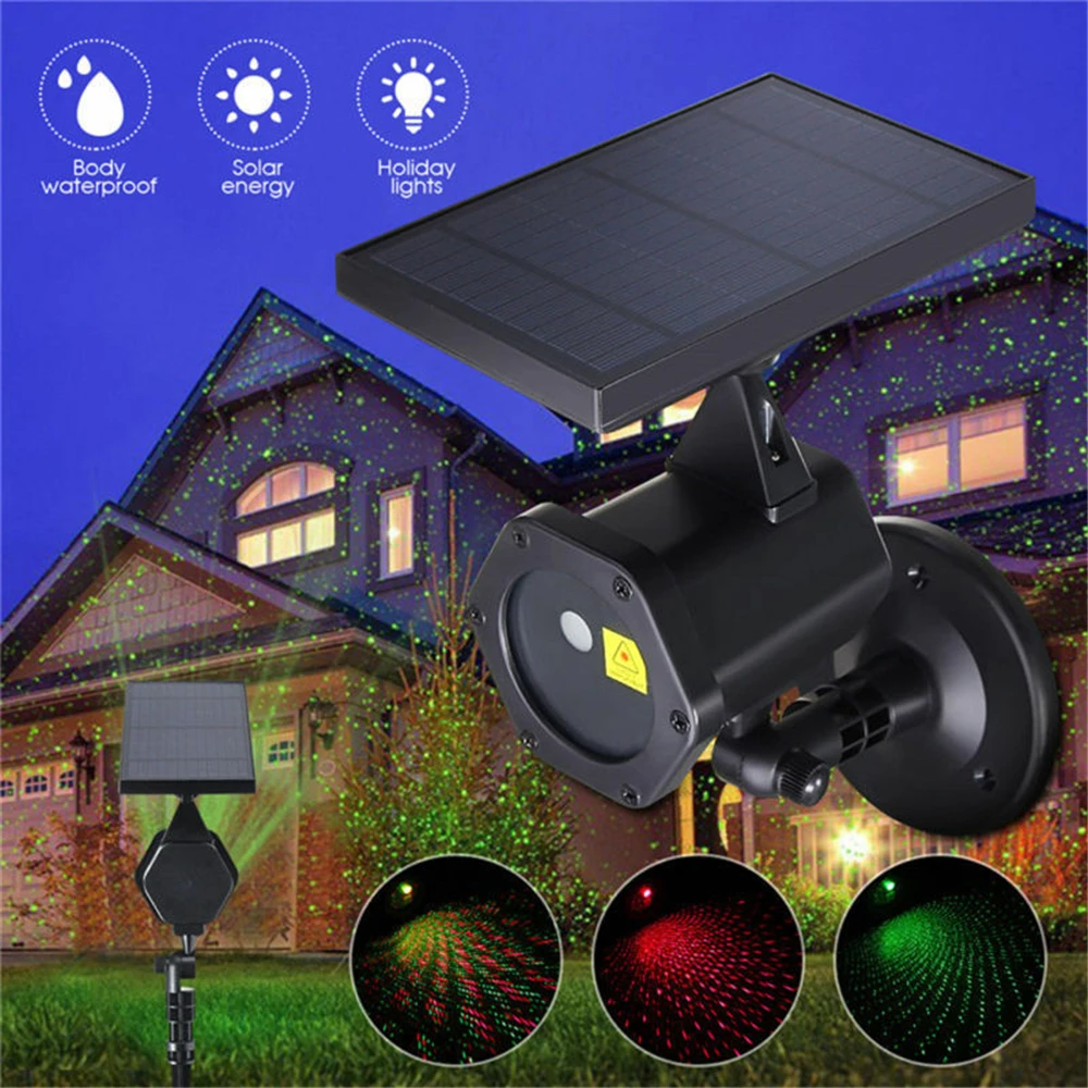 Luces solares impermeables para exteriores, lámpara de Proyector láser para jardín, paisaje, decoración de luces navideñas, 2200mA