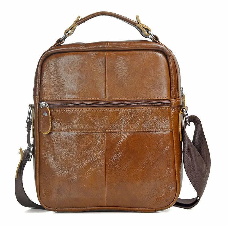 Bolso de hombro de cuero genuino para hombre, bolso de viaje para tableta, bandolera de cuero para niño