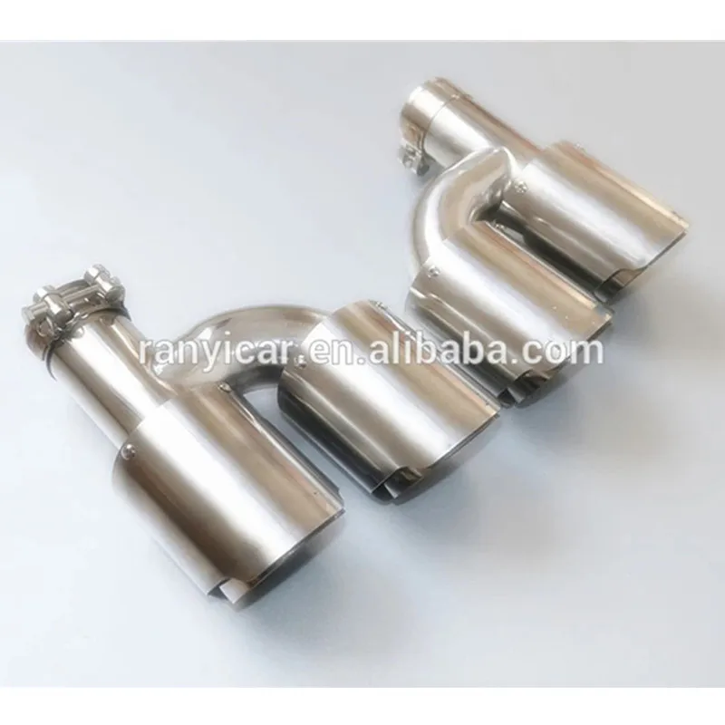 carantly 1Pair(Left+Right) ''H'' Type Dual Auto Exhaust Tip + silver stainless steel universal Muffler End Pipe