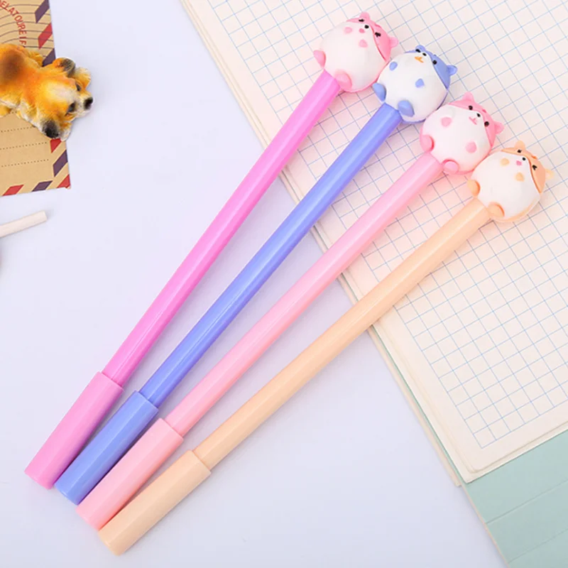 2pc Cute Hamster Gel Pen Cartoon Learning Stationery Creative Writing Black Examination Signature Marker Office School Supplies