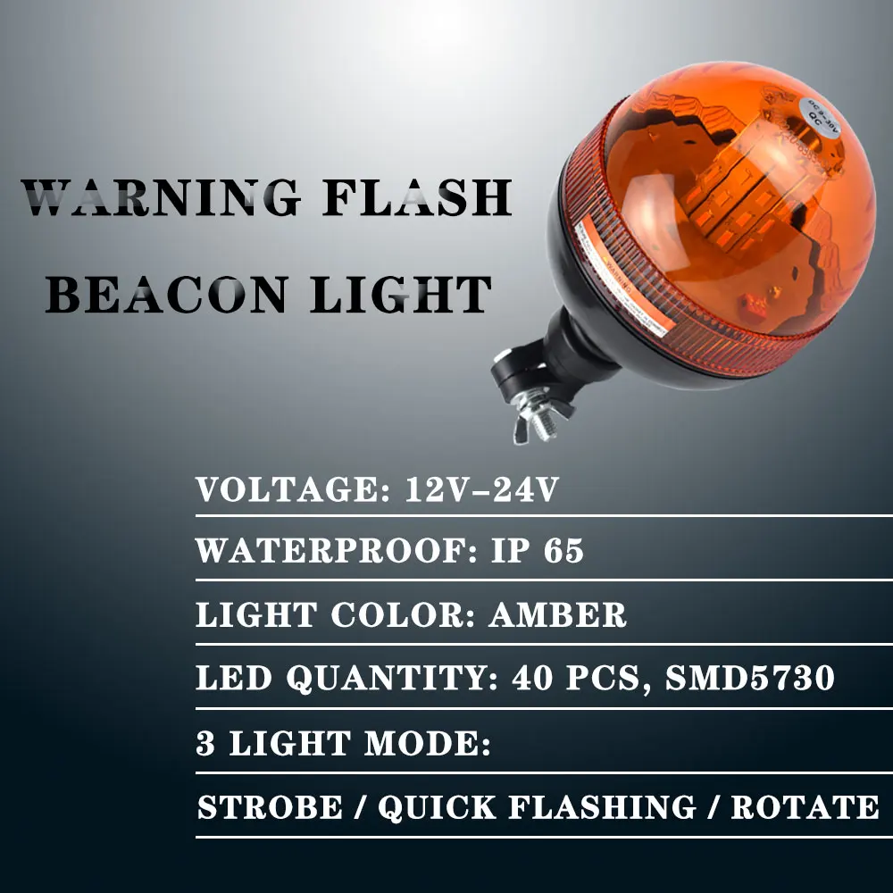 LED Beacon Light Warning Roof Strobe Rotating Flashing Amber Emergency Lamp for Kubota Tractor Trailer Boat  John Deere Case IH