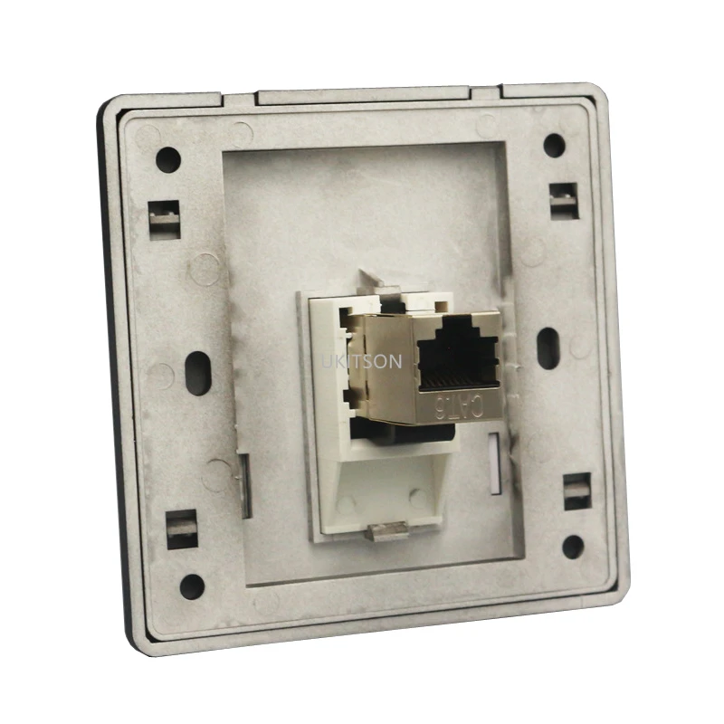 Black Color 1 Gang CAT6 RJ45 LAN Faceplate With Shielded Female CAT 6 Keystone Plug Ethernet Network Wall Panel