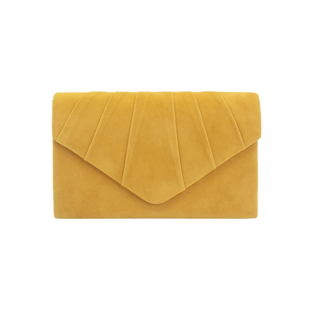 Elegant Graceful Envelope Evening Clutch Bag Woman Lady Girl Female Pleated Drape Velvet Velour Clutch Bag