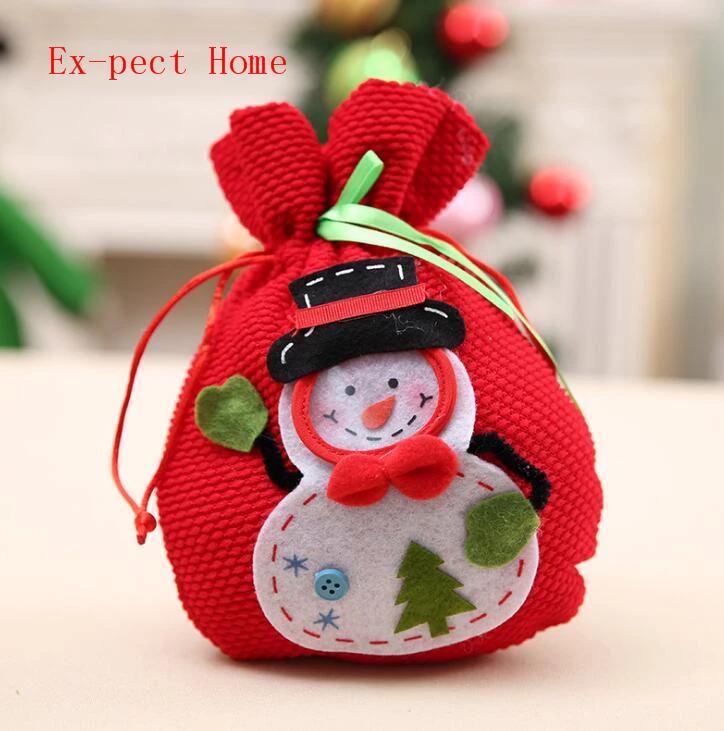 500 Pcs Christmas Snowman Candy Bag XMAS Gifts Package Drawstring Non-woven Fabric Sack Bags Christmas Decoration