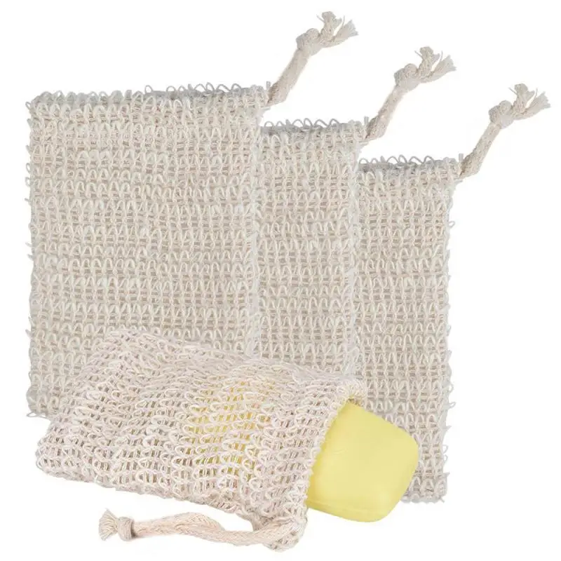 Natural Sisal Soap Bag Soap Storage Bags Exfoliating Soap Saver Pouch Holder Soap Saver Foaming Bag Bathroom Cleaning Tool