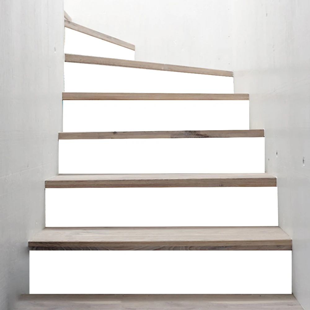 6 pcs/13 pcs White Art Pattern Stair Cover Stickers Peel & Stick Vinyl Staircase Mural Stair Riser Floor Sticker Wall Decal Home