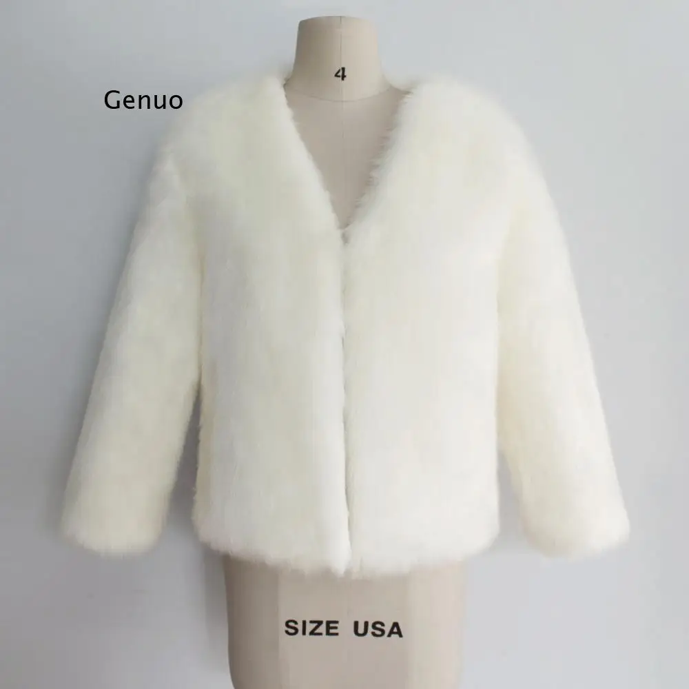 Cappotto di pelliccia sintetica nuovo arrivo donna manica lunga scollo a V giacca di pelliccia artificiale Casual elegante capispalla soffice soprabito di grandi dimensioni