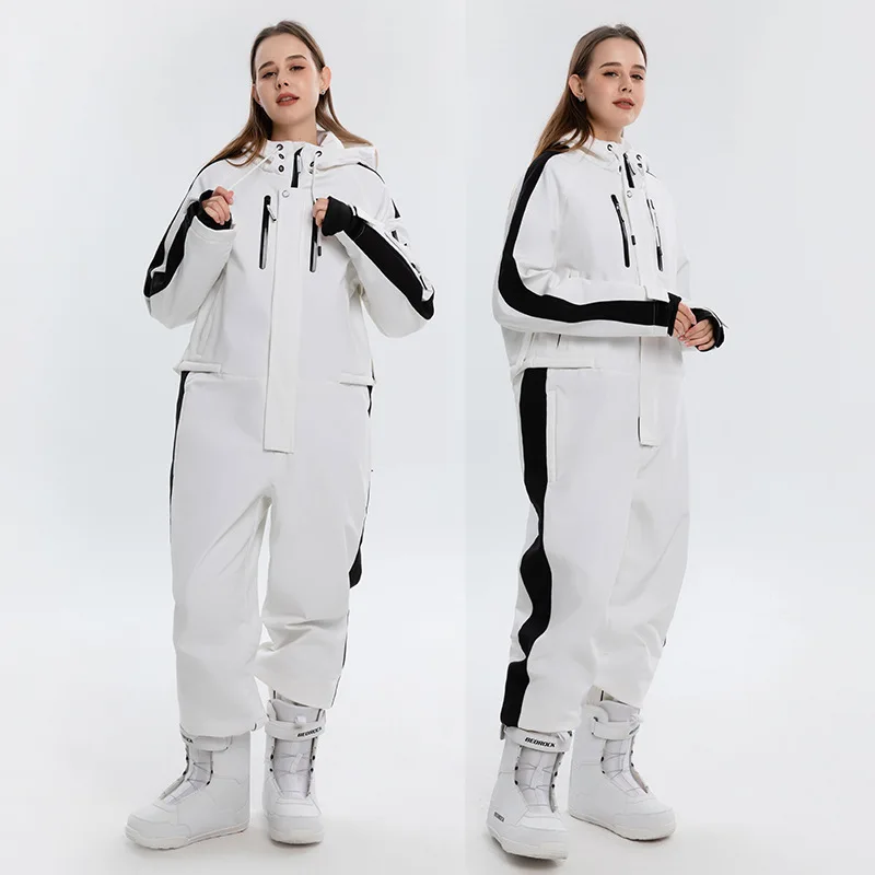 Winter Warm One-Piece Ski Suit Men Women Windproof Waterproof Snowboarding Jumpsuit Skiing Suits Female Snow Costumes